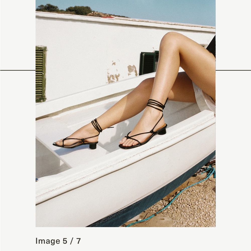 LOQ Black Strappy Leather Sandals - Picture 5 of 10